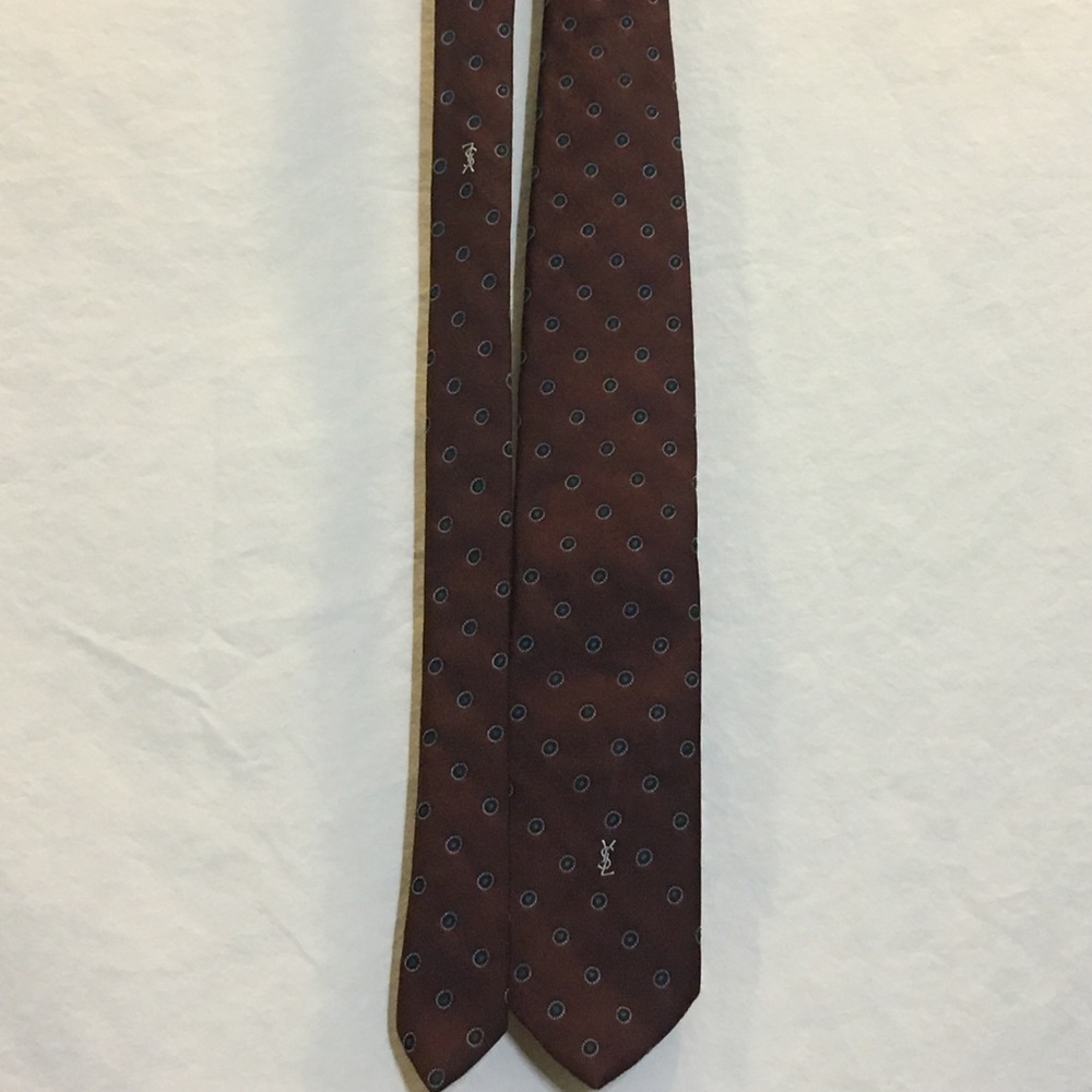Yves Saint Laurent Polka Dotted Tie w/ YSL logo